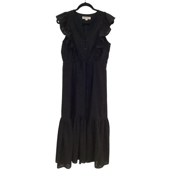 Emerson Fry India Collection Chandra Dress Long In Black Swiss Dot Size XS - Picture 4 of 16